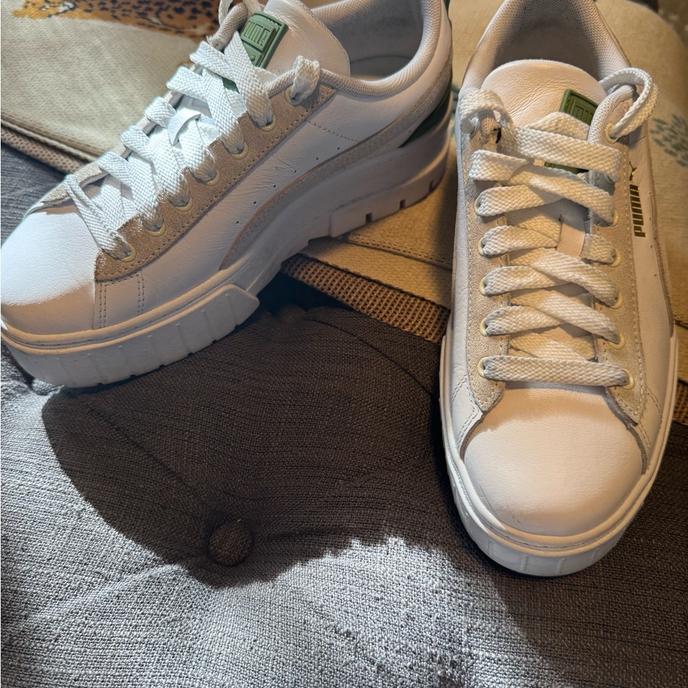 Puma Mayze Gentle White and Dusty Green Sneakers - Picture 8 of 9